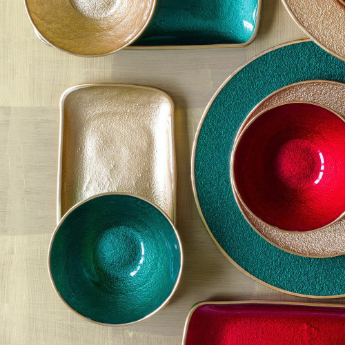 Vietri Metallic Glass Emerald Dinnerware Vietri Metallic Glass Emerald Dinnerware
